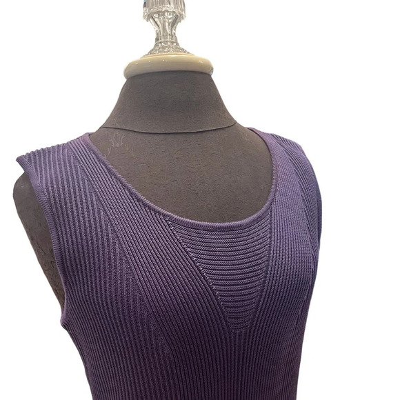 Peruvian Connection Purple Ribbed Knit Geometric Sleeveless Dress Size Medium - Picture 4 of 12